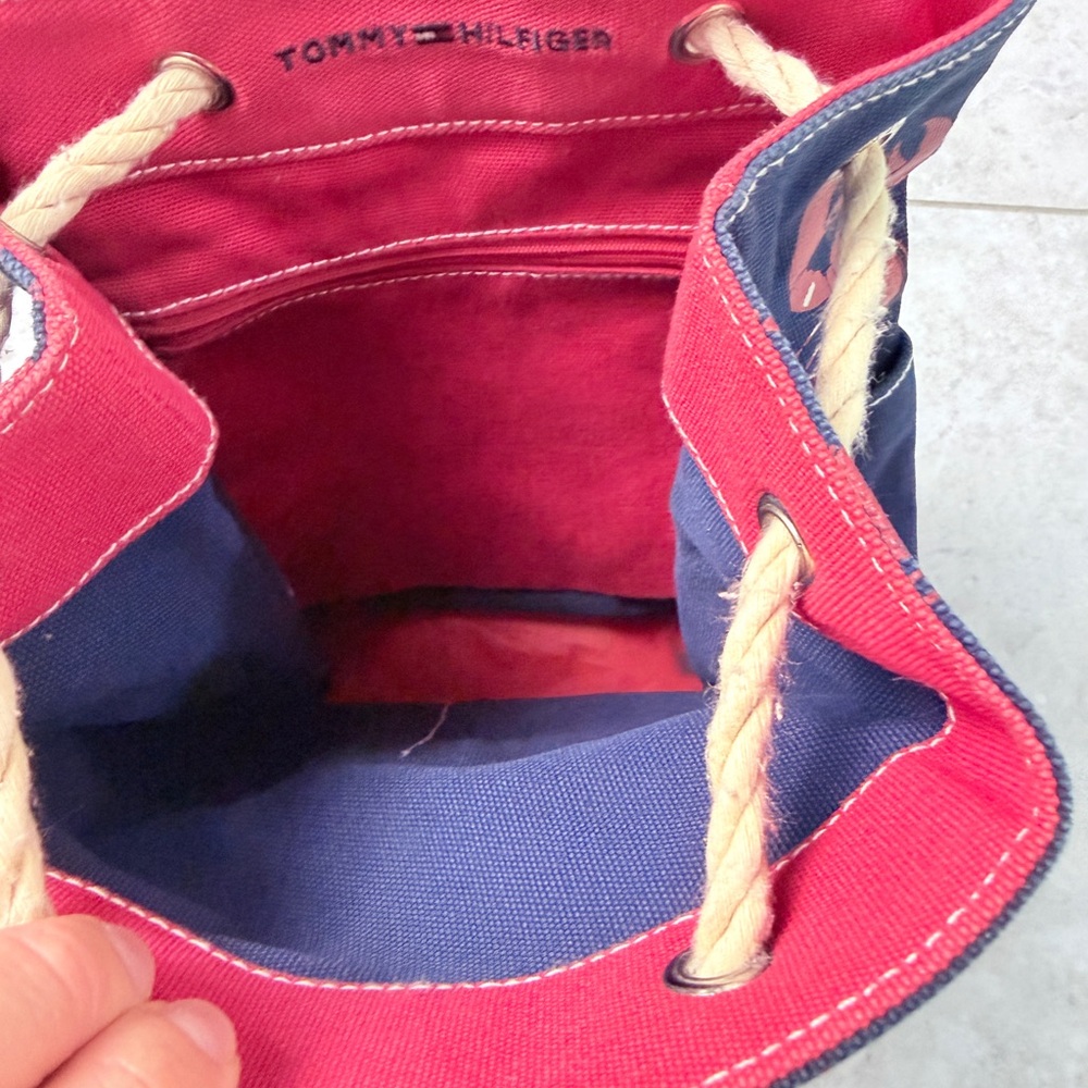 Tommy Hilfiger Lobster Print Canvas Drawstring Backpack Nautical Bucket Bag - Picture 13 of 14
